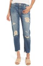 Women's Mother The Sinner Ripped Ankle Straight Leg Jeans - Blue