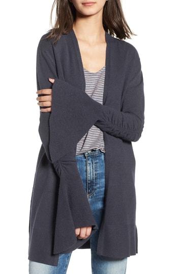Women's Hinge Ruched Bell Sleeve Cardigan, Size - Blue