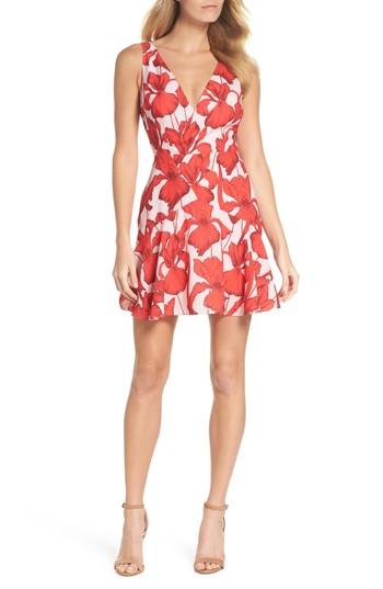 Women's Chelsea28 Iris Print Surplice Minidress - Red