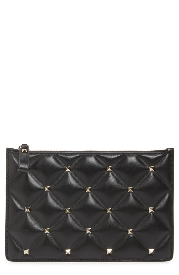 Valentino Garavani Medium Candystud Leather Pouch - Black