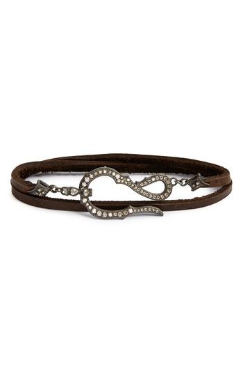 Women's Armenta Old World Midnight Leather & Diamond Wrap Bracelet