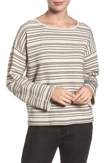 Women's Eileen Fisher Stripe Organic Cotton Blend Sweater - Beige