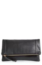 Sole Society 'marlena' Faux Leather Foldover Clutch - Black