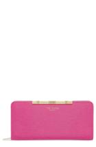 Women's Ted Baker London Yasmine Plisse Leather Matinee Wallet - Pink