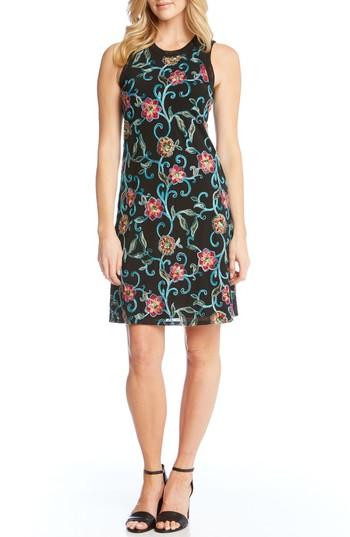 Women's Karen Kane Embroidered Mesh Sheath Dress - Black