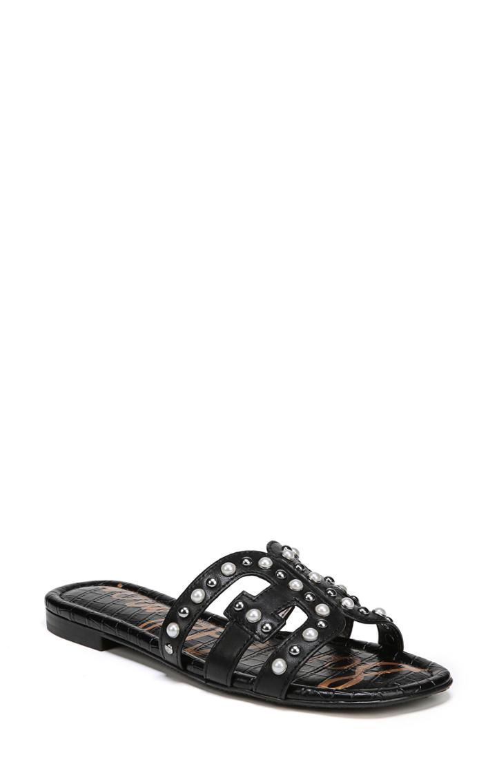 Women's Sam Edelman Bay 2 Embellished Slide Sandal .5 M - Black