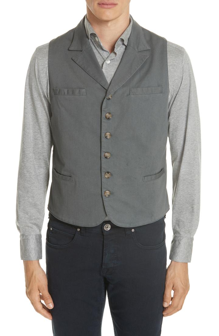 Men's Eleventy Slim Fit Stretch Cotton Twill Vest