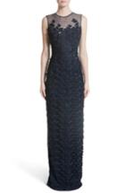 Women's Carmen Marc Valvo Floral Lace Column Gown - Blue