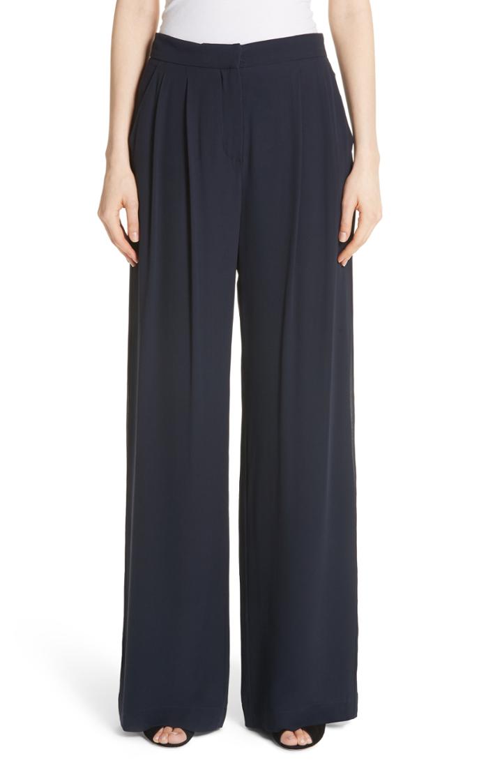 Women's Max Mara Cigno Silk Georgette Pants Us / 38 It - Blue