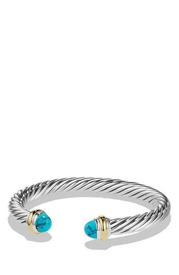 Women's David Yurman Cable Classic Bracelet With Turquoise And 14k Gold, 5mm
