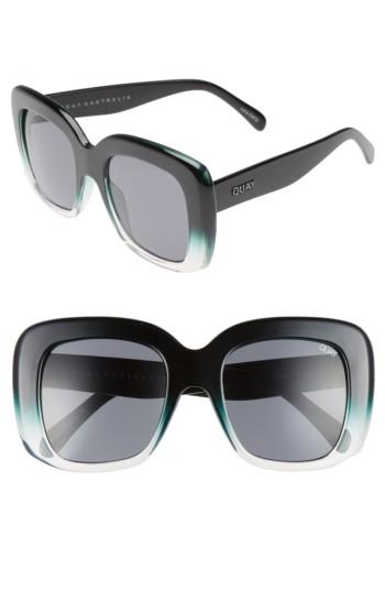 Women's Quay Australia Day After Day 53mm Square Sunglasses - Black/ Green Smoke