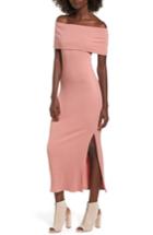 Women's Soprano Foldover Off The Shoulder Ribbed Maxi Dress - Coral