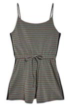 Women's Topshop Sporty Glitter Stripe Romper Us (fits Like 6-8) - Black
