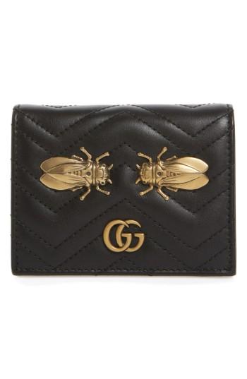 Gucci Gg Marmont 2.0 Moth Matelasse Leather Card Case -