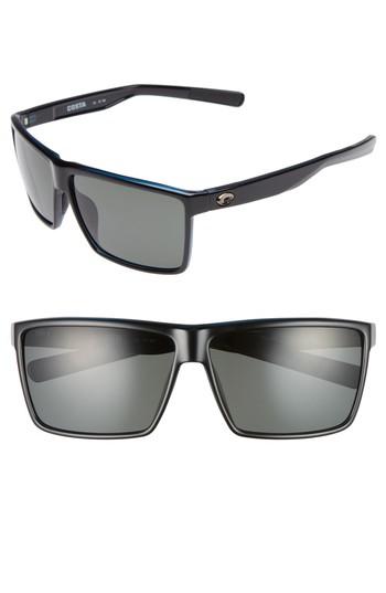 Men's Costa Del Mar Rincon 60mm Polarized Sunglasses - Shiny Black/ Grey