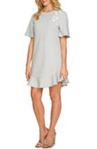Women's Cece Embellished French Terry Shirtdress - Grey