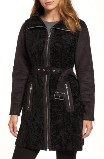 Women's Vince Camuto Faux Shearling Coat - Black