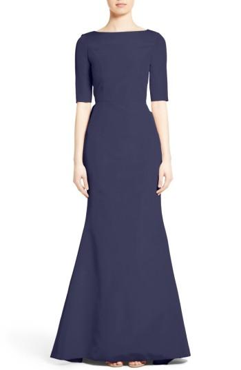 Women's Carolina Herrera Draped V-back Gown - Blue