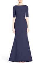 Women's Carolina Herrera Draped V-back Gown - Blue