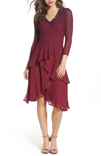 Women's Komarov Tiered Ombre Charmeuse & Chiffon Dress