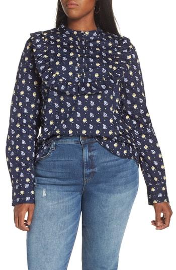 Women's 1901 Ruffle Trim Top, Size - Blue