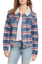 Women's Dylan Ella Plaid Denim Jacket With Faux Shearling Collar