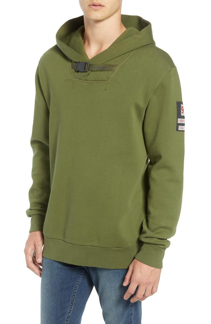 Men's Scotch & Soda Explorer Clip Buckle Hooded Pullover - Green