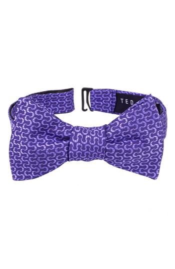Men's Ted Baker London Charming Abstract Silk Bow Tie, Size - Purple