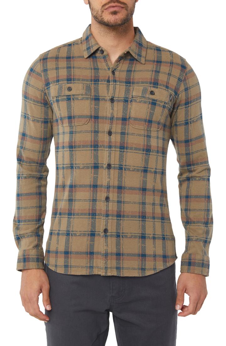 Men's O'neill Fisher Plaid Knit Shirt - Beige