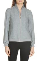 Women's Ted Baker London Pritara Pleat Neck Stretch Wool Blend Jacket - Grey