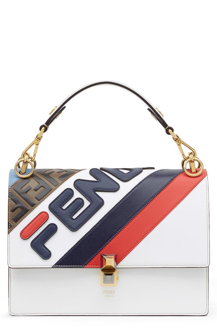 Fendi X Fila Kan I Mania Logo Shoulder Bag - White