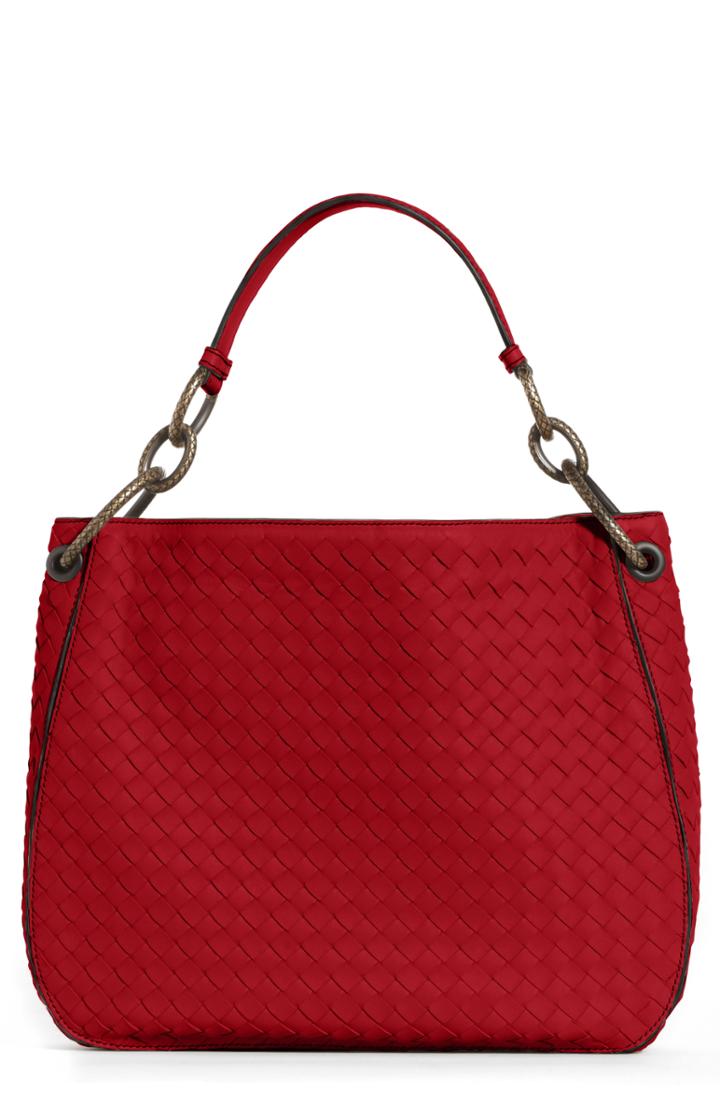 Bottega Veneta Small Loop Leather Hobo - Red
