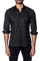 Men's Jared Lang Slim Fit Plaid Sport Shirt, Size - Black