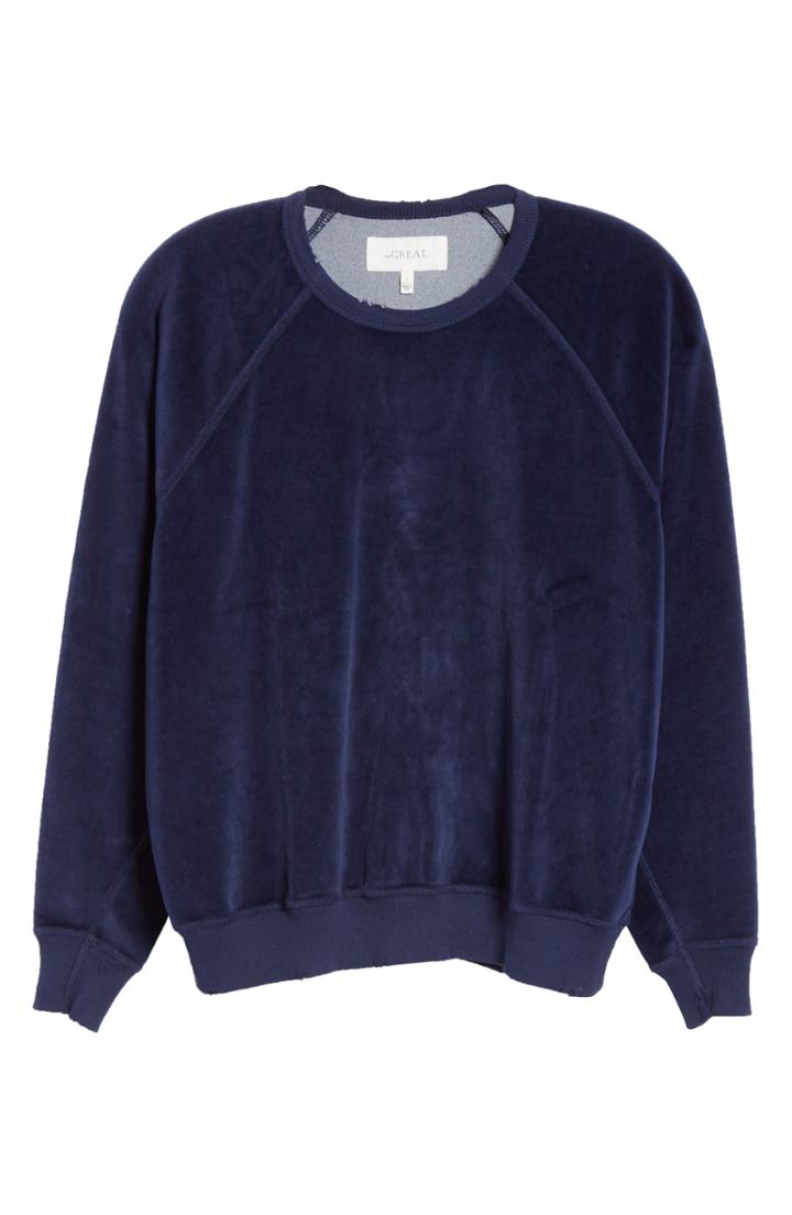 Women's The Great. The Velour College Sweatshirt - Blue