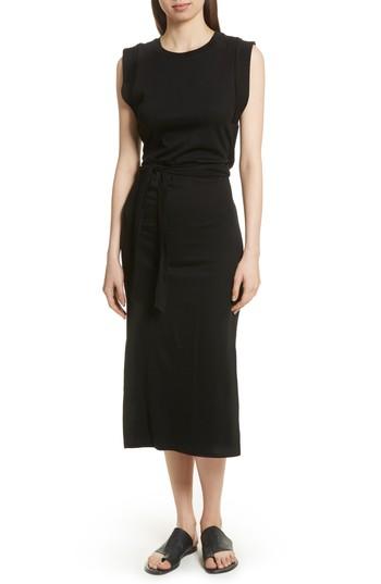 Women's Vince Wrap Waist Cotton Dress - Black