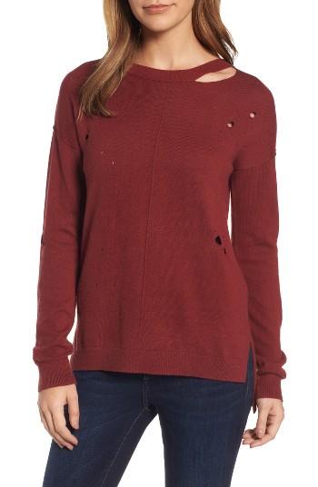 Women's Trouve Distressed Sweater, Size - Red