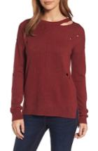 Women's Trouve Distressed Sweater, Size - Red