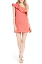 Women's Cupcakes And Cashmere Ruffle One-shoulder Dress, Size - Coral