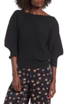 Women's J.o.a. Rib Knit Blouson Sweater - Black