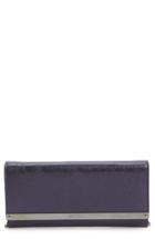 Jimmy Choo 'milla' Etched Metallic Spazzolato Leather Flap Clutch - Blue