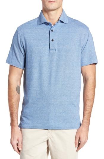 Men's Thaddeus Tyson Cotton & Linen Pique Polo, Size - Blue