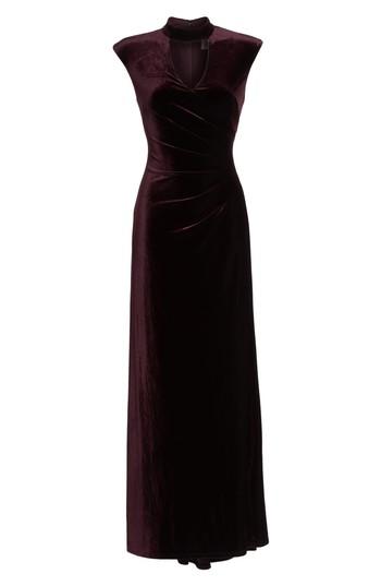 Women's Eliza J Side Pleated Velvet Choker Gown - Purple