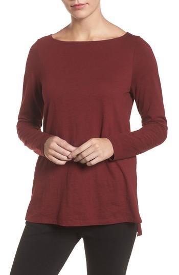 Women's Eileen Fisher Bateau Neck Top - Burgundy