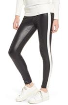 Women's David Lerner Tuxedo Stripe Zip Faux Leather Leggings - Black