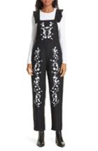 Women's Dolan Flounced Embroidered Jumpsuit, Size - Black