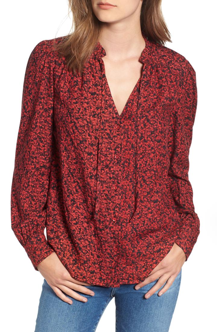 Women's Hinge Tie Neck Blouse, Size - Red