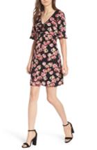 Women's Band Of Gypsies Floral Print Tie Ruched Dress - Black