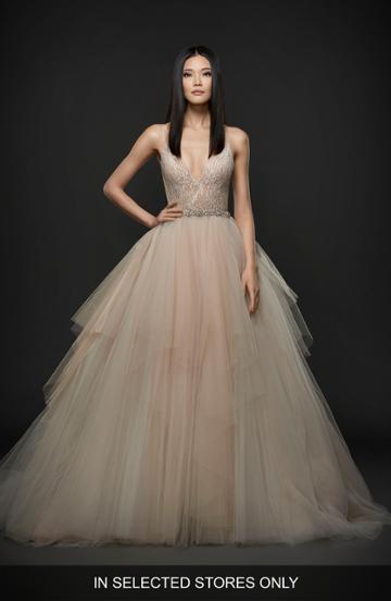 Women's Lazaro Embellished Bodice Ballgown, Size - Pink