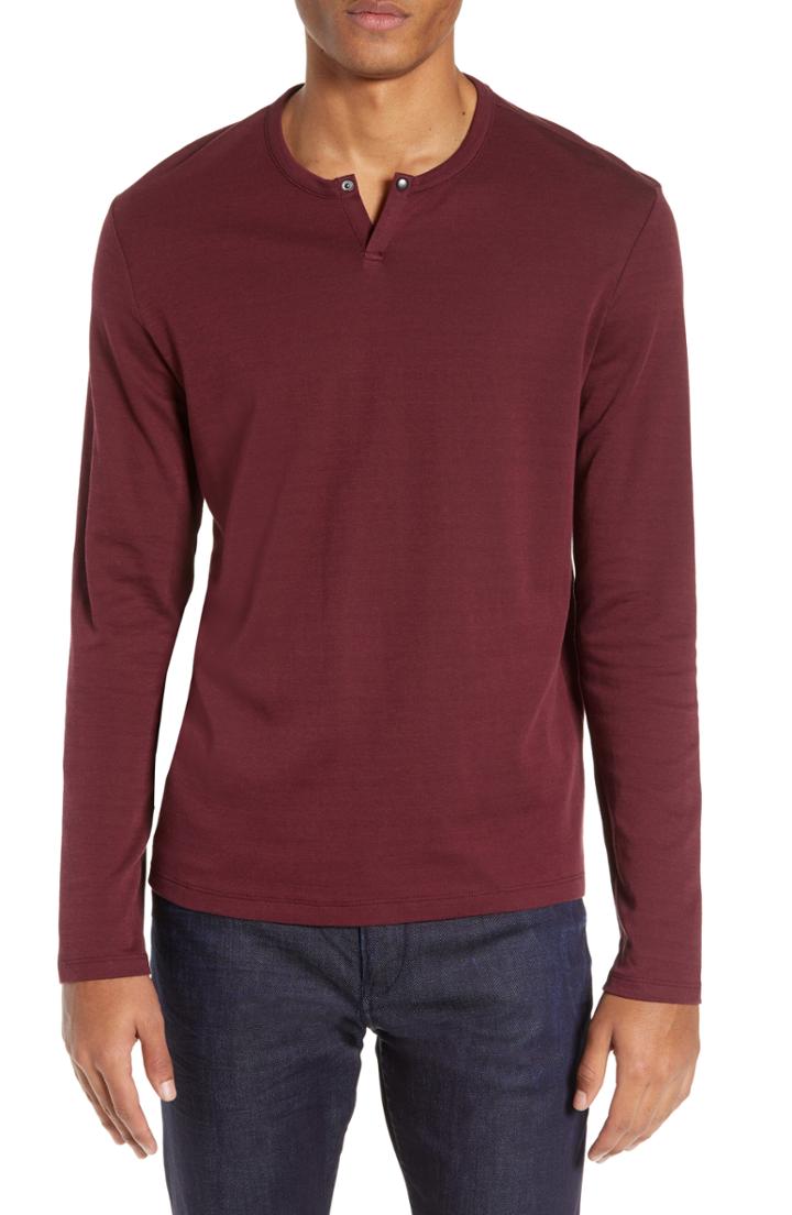 Men's Calibrate Snap Henley - Burgundy