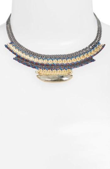 Women's Nakamol Design Beeta Chain & Leather Choker With Labradorite Pendant